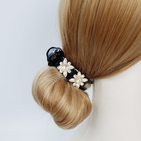 앤티크 큐빅 진주 원형 집게핀 7cm 상품 사진